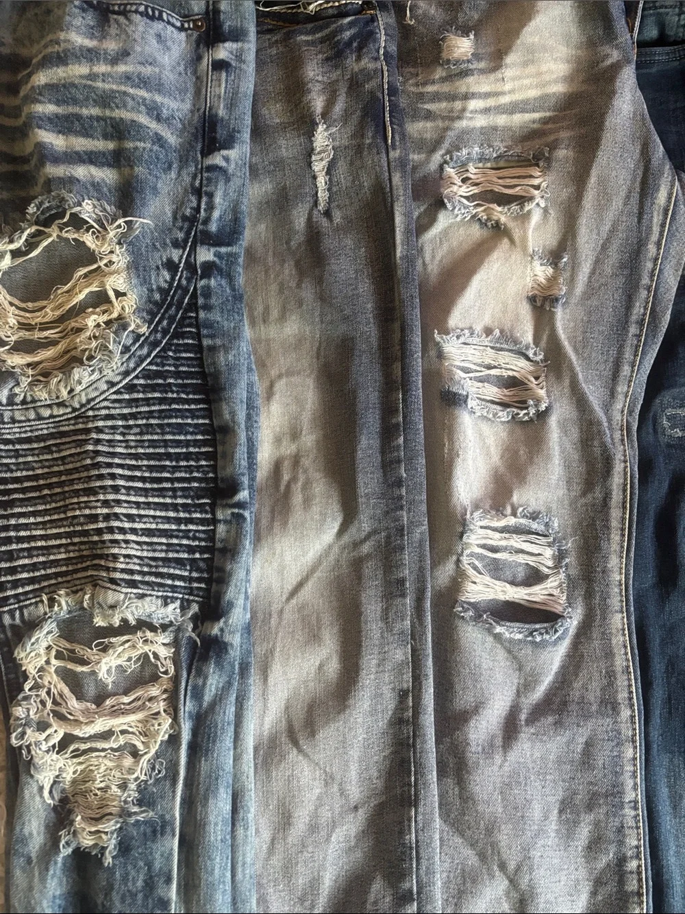 Assorted Distressed Blue Denim Jeans - Multiple Washes